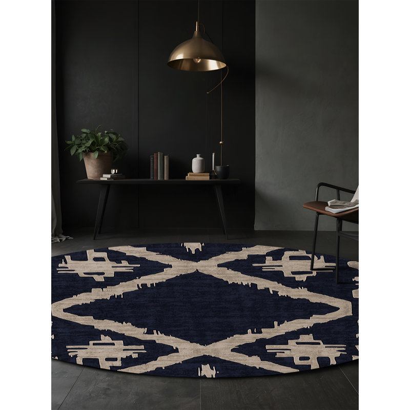 Machine Washable Gray Area Rug, Round 5'