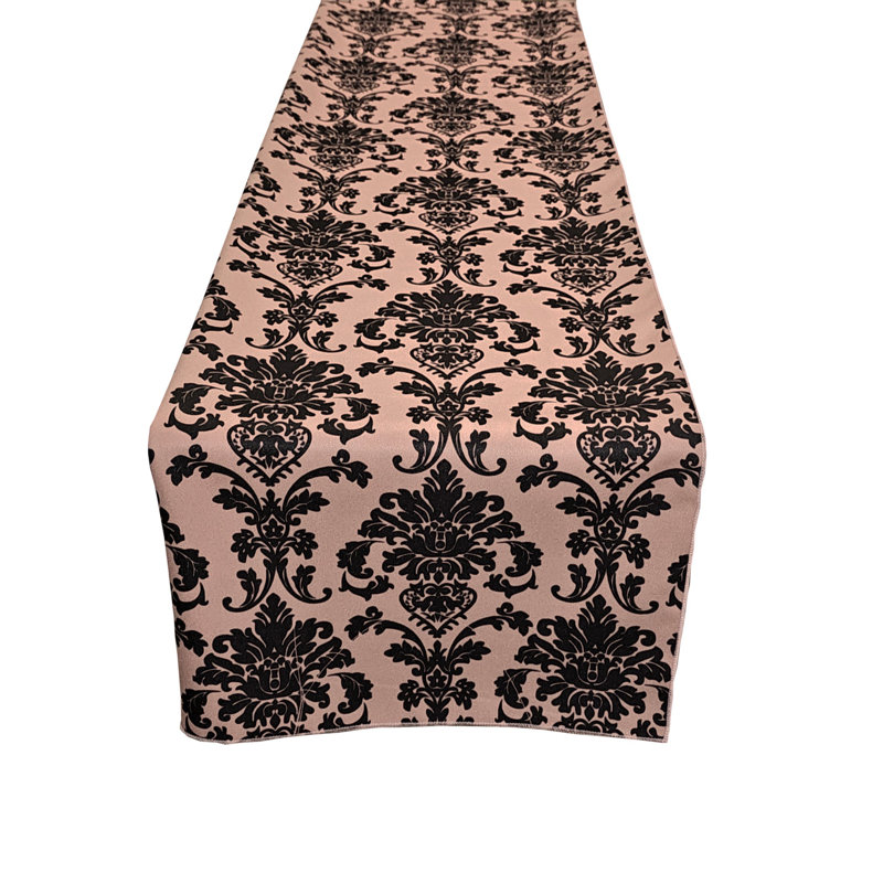 Poplin Damask Table Runner, 72" L x 12" W, Peach