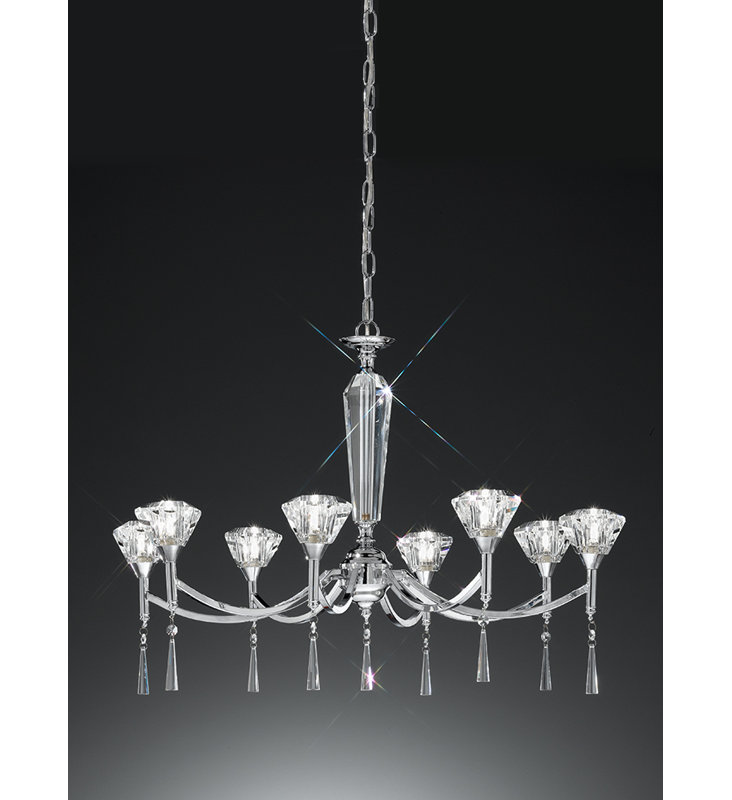 8 - Light Shaded Chandelier, Chrome