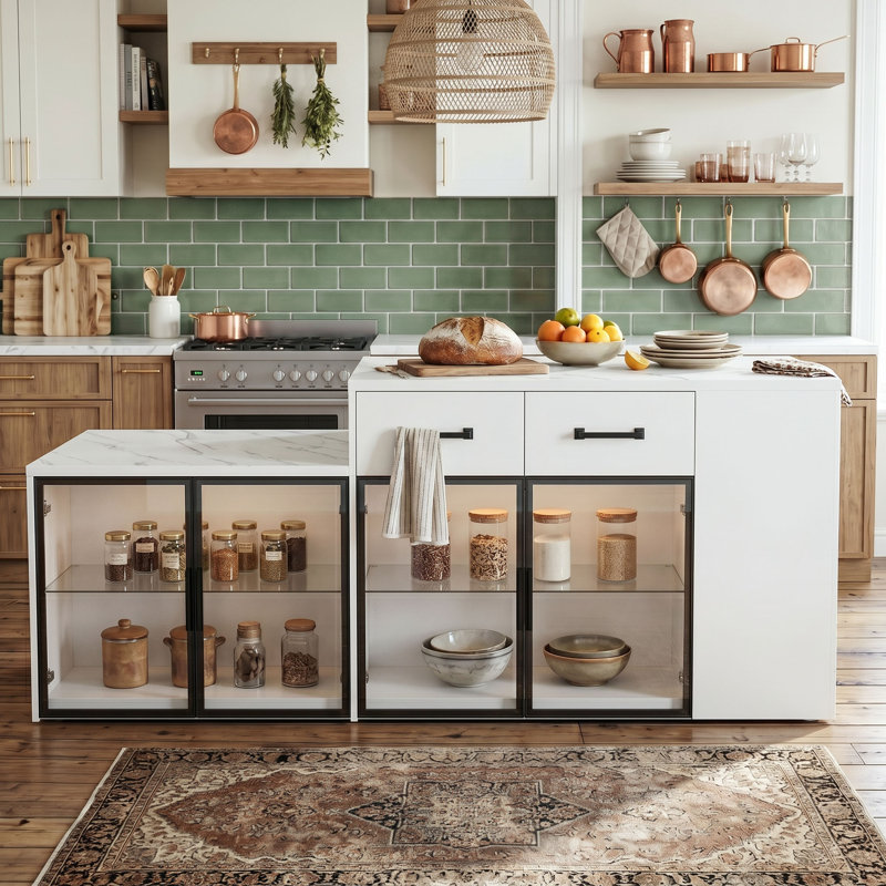 94.5"W Large Kitchen Island Double Side