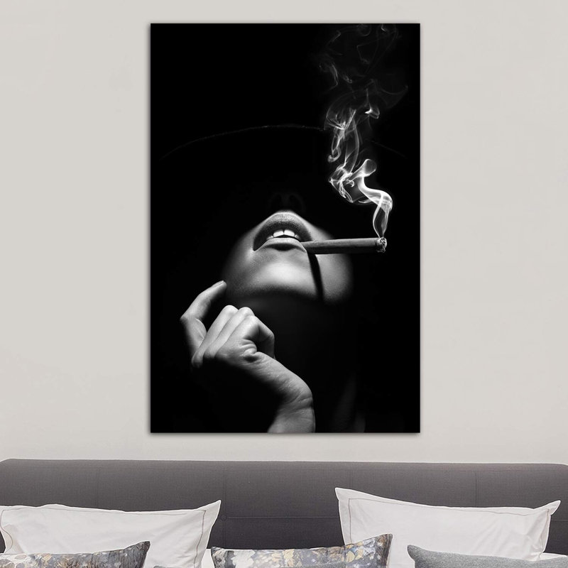 Woman Smoking A Cigar by Johan Swanepoel - Wrapped Canvas Print, 101.6 cm H x 66.04 cm W x 1.91 cm D