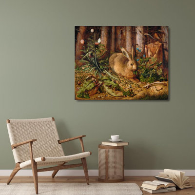 "A Hare in the Forest" by  Hans Hoffmann - Gallery Wrap Canvas Wall Art
