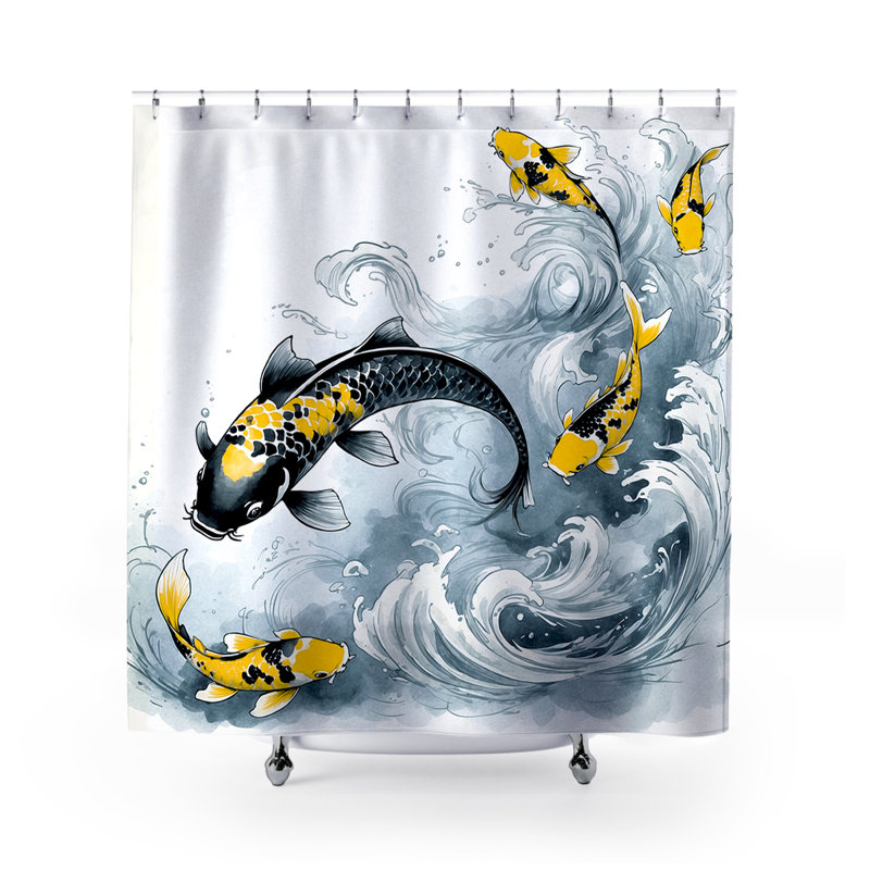 Rideau de douche Jino Koi, Jaune