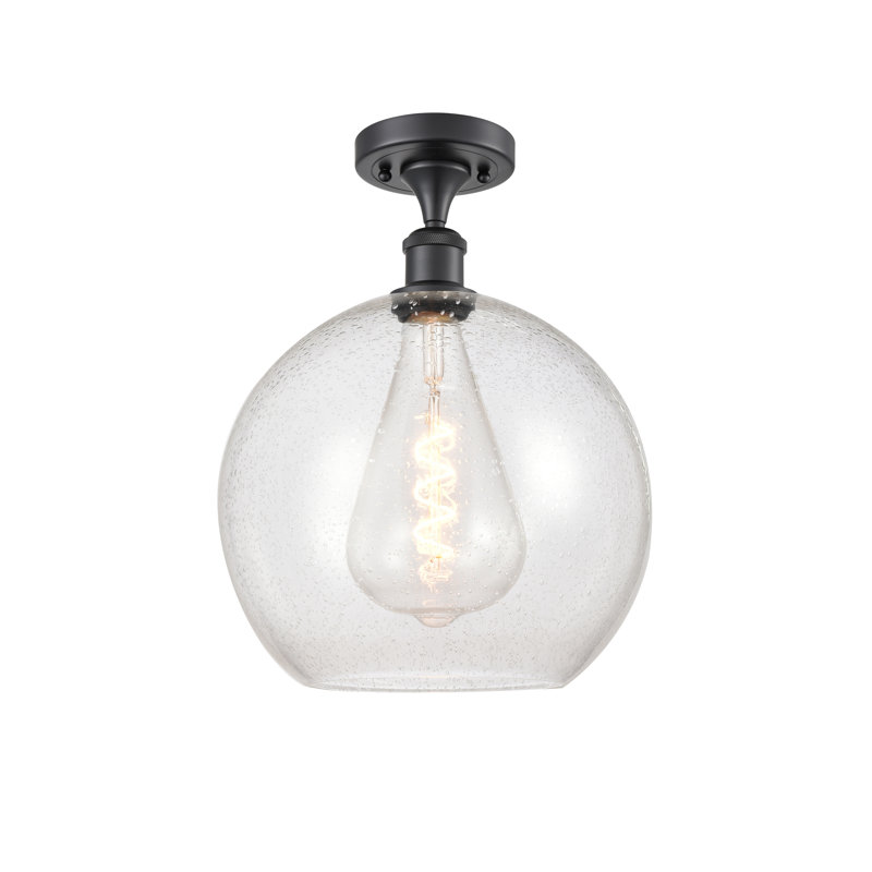 Plafonnier semi-encastré 1 lumière, H 16,38 po x l 11,75 po x P 11,75 po, Ampoule non incluse, Noir mat