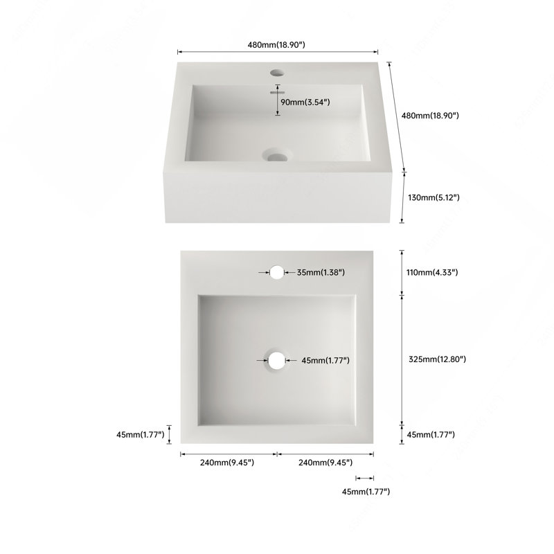 Basin Bathroom Matte White Solid surface