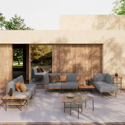 Janski 5 - Person Outdoor Sectional Seating Group with Cushions