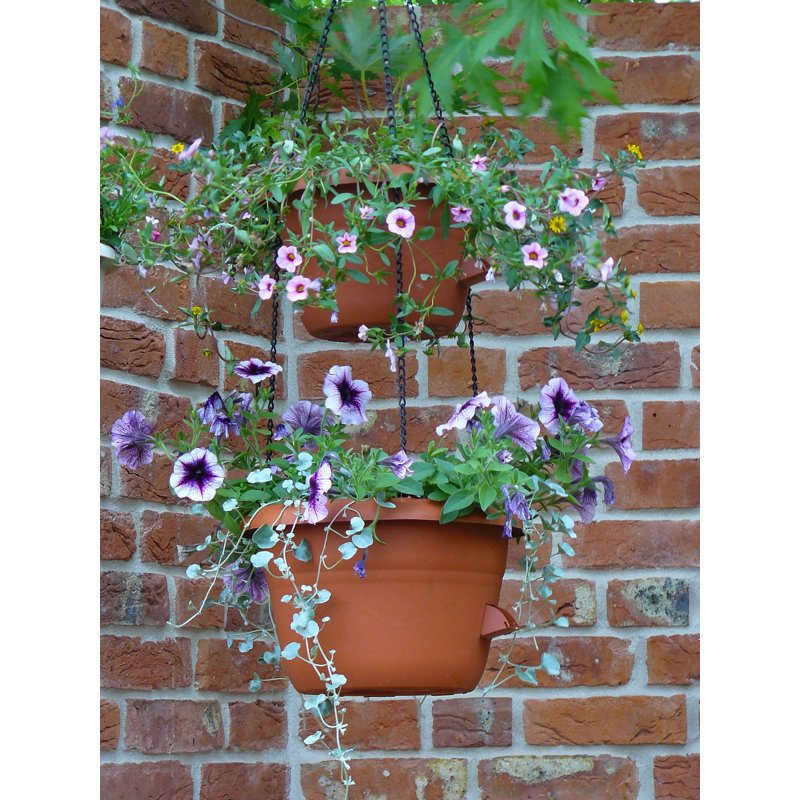 Pot de fleurs mural en plastique auto-arrosage duo Iola, Terra Cotta