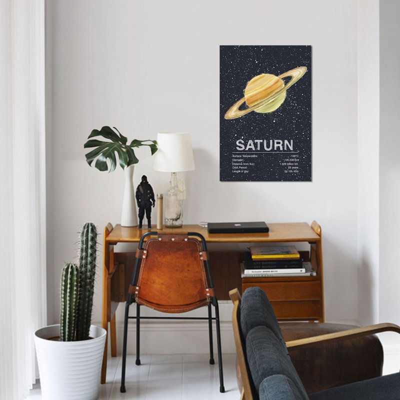 « the planets series : saturn », impression sur toile tendue, H 18 po x l 12 po x P 1,5 po, Pas de tapis, Toile tendue