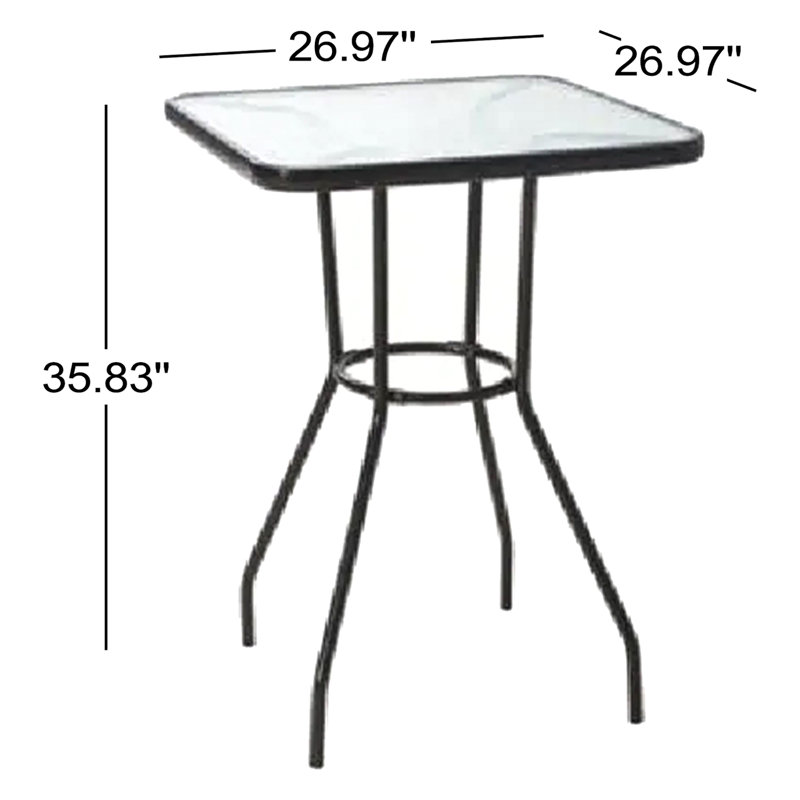 Jermeshia Square Metal Outdoor Bistro Table , 26.97'' in. W 26.97'' in. D