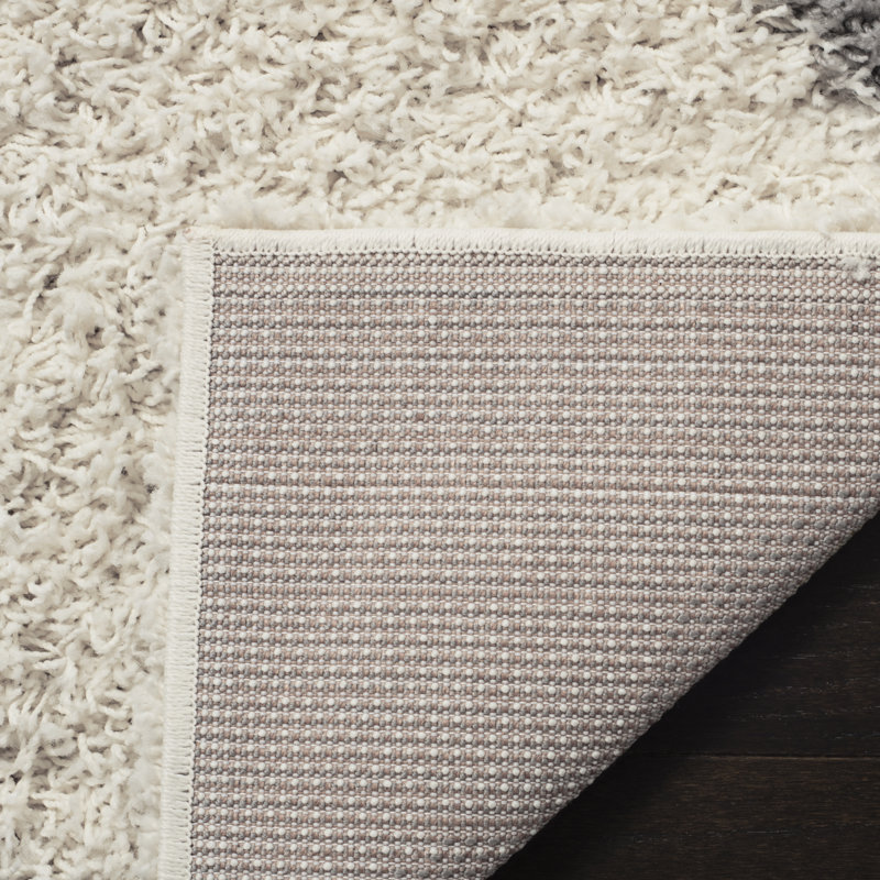 Tapis ivoire / gris à motif géométrique Alonnah, Carré 8 pi