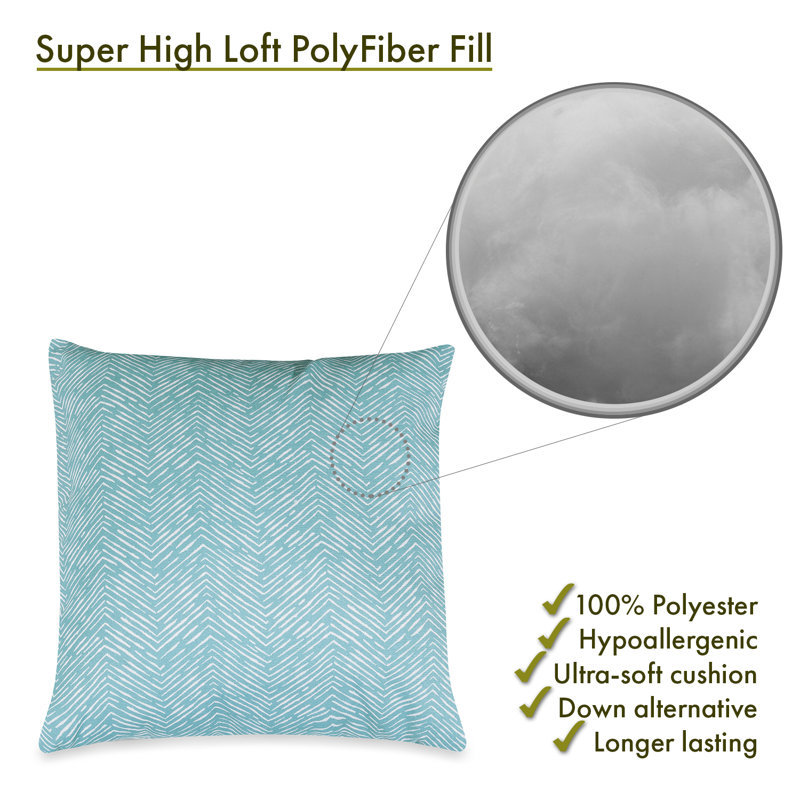 Southwestern Chevron Outdoor Reversible Throw Pillow, Teal, 24" H x 24" W x 10" D