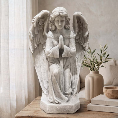 Statue ange en oxyde de magnésium résistant aux intempéries pour un décor extérieur et intérieur, détail exquis et design durable