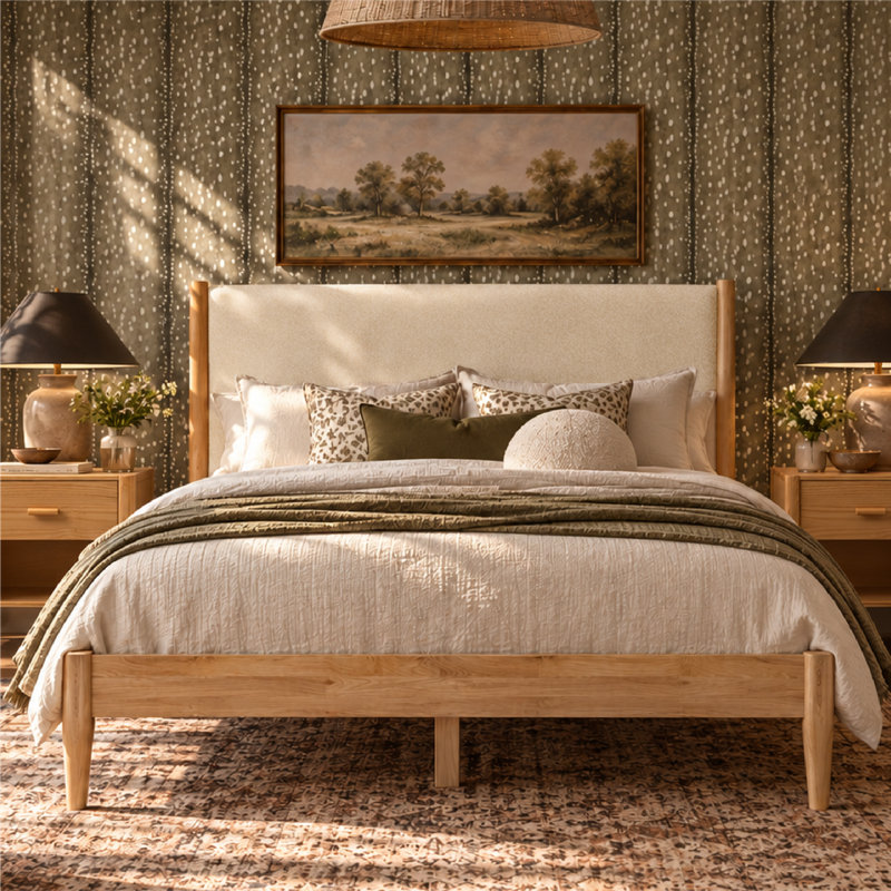 Base de lit tapissier Besan, Queen, Boucle taupe