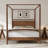 Solid Wood Canopy Bed Frame Four Posters Bed No Box Spring Needed,Full Size,Walnut