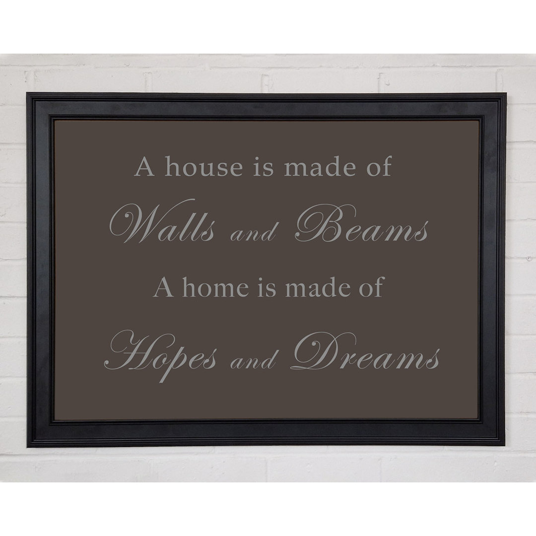 Gerahmtes Poster Home Quote Walls N Beams Hopes N Dreams in Schokoladenbraun