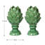 Sculpture artichaut en céramique verte 7,5 po, statue piédestal décorative pour manteau de cheminée, table, buffet ou centre de table