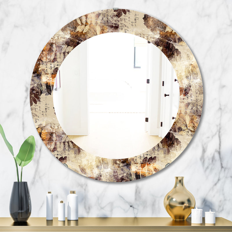 Miroir décoratif, H 31,5 po x l 31,5 po, Feuilles et taches