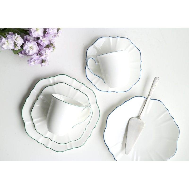 Grande tasse à café Amelie, Blanc / bleu royal