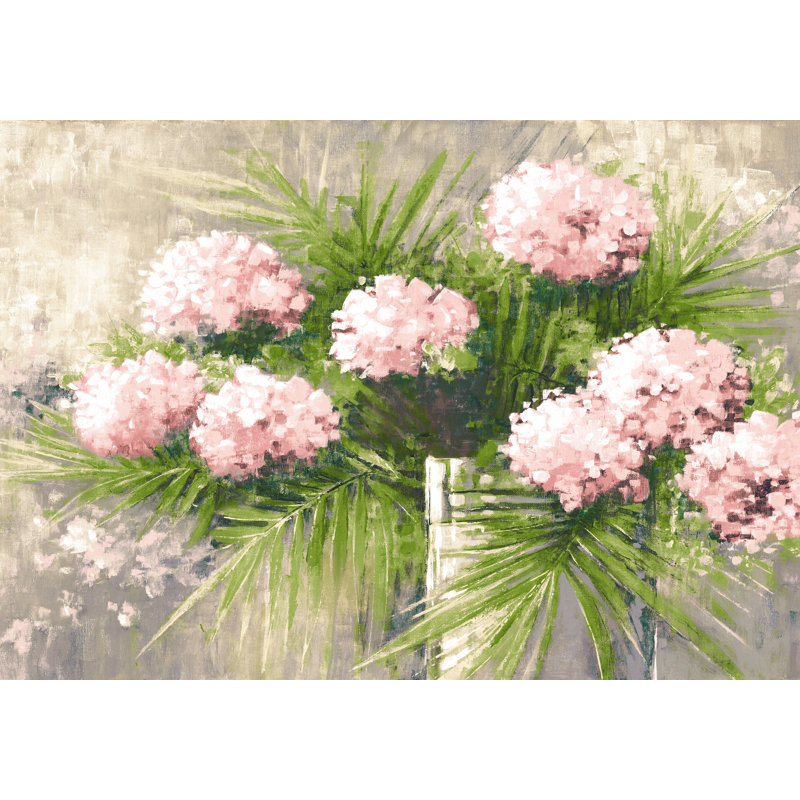 Blush Flowers Green - Wrapped Canvas Art Prints, 30cm H x 46cm W
