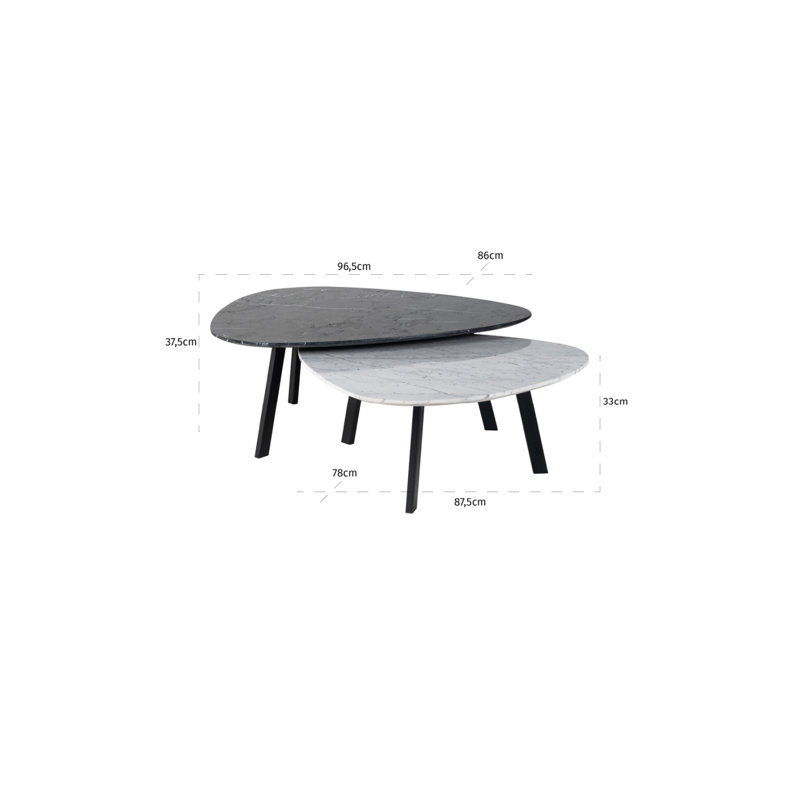 Table basse gigogne 3 pieds 2 Trocadero