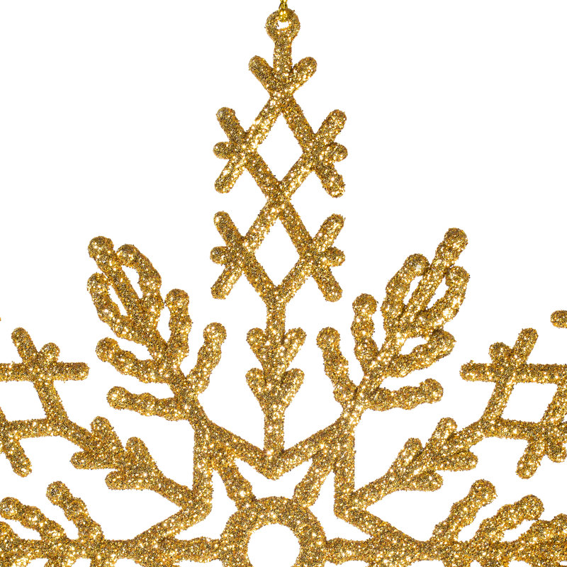 Glitter Snowflake Ornament, Gold, 8" W x 8" D