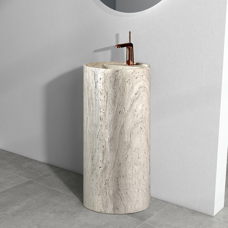 Lavabo de salle de bain sur pied 15,7 po à surface solide texturé sur pied