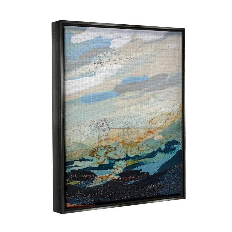 Abstract Ocean Landscape Canvas Print with Black Frame, 25" x 31"