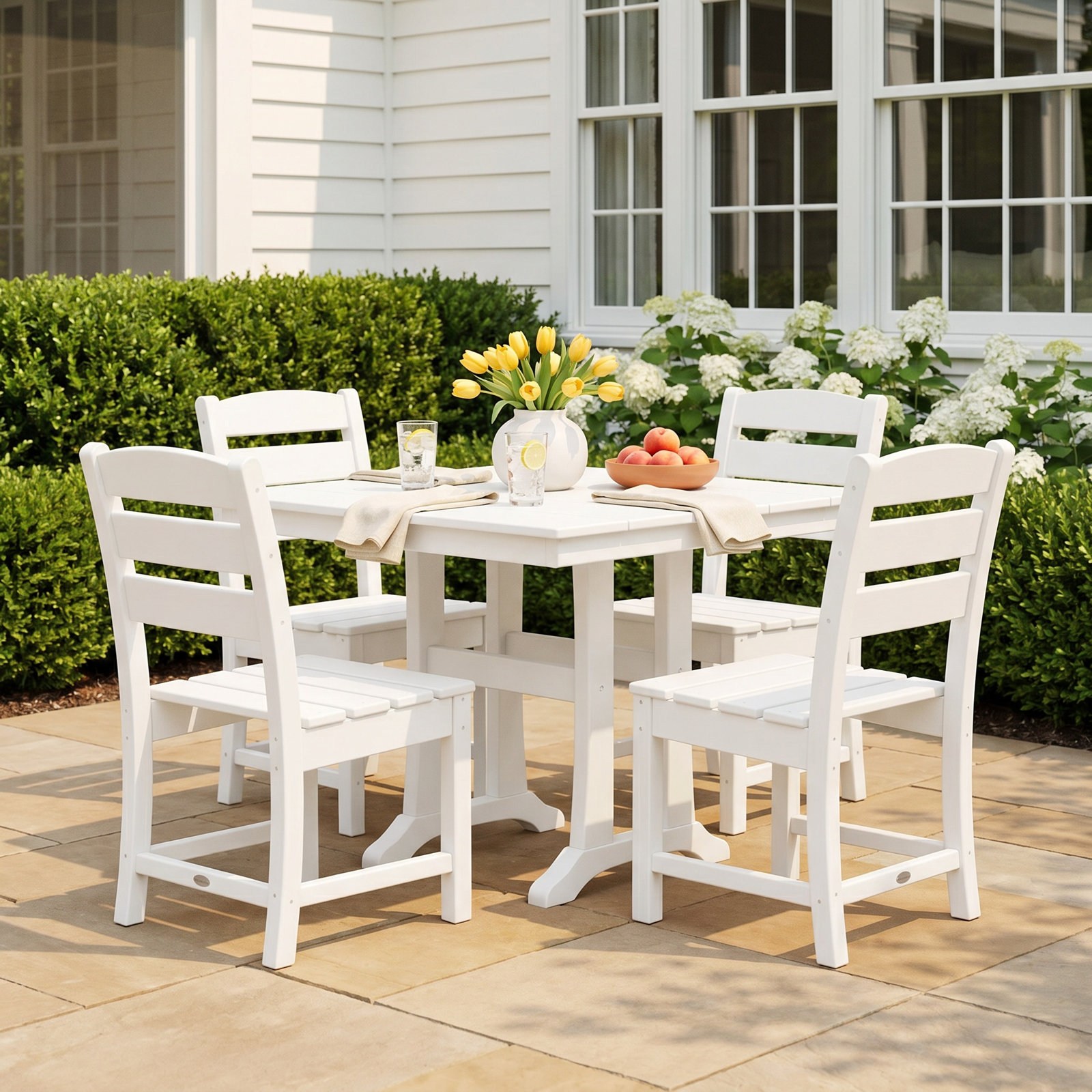 POLYWOOD® Lakeside 38" Patio Dining Set, White
