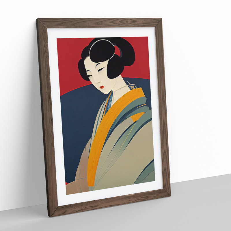 Artful Geisha No.4 - Single Picture Frame Print, 64cm H x 46cm W x 2cm D, Walnut Framed