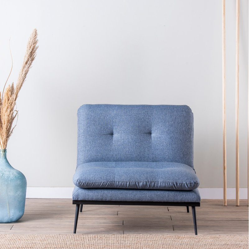 Fauteuil convertible en lin touffeté 35,43 po Sibury, Bleu