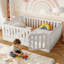 Cadre de lit double en bois pleine grandeur avec porte Montessori, pour filles et garçons, lit de style moderne à profil bas avec haute clôture, assemblage facile, aucun sommier requis, pour la chambre à coucher, blanc-129165023-129165022