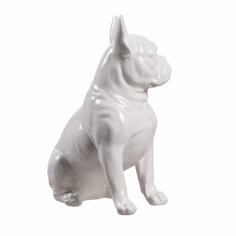 10" H French Bulldog Statue Home Decor Indoor Use Only, White