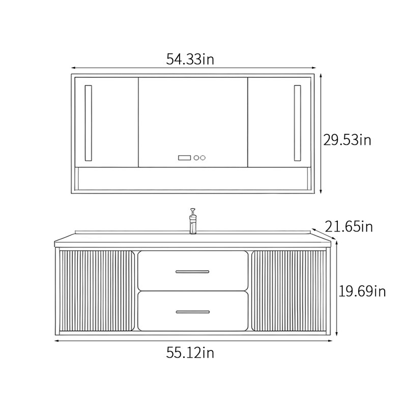 Armoire de salle de bain simple, légère et luxueuse., Gris, H 19,69 po x l 55,12 po x P 21,65 po