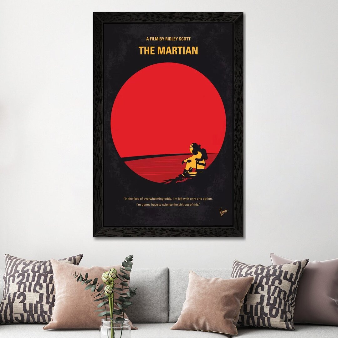 Gerahmtes Leinwandbild - Werbung „The Martian Minimal Movie Poster” von Chungkong