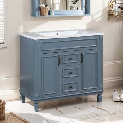 Skyelynn Bathroom Storage Cabinet with 2 Soft Closing Doors,36'' Bathroom Vanity with Top Sink Resin with Drawer,door,Bathroom Vanity