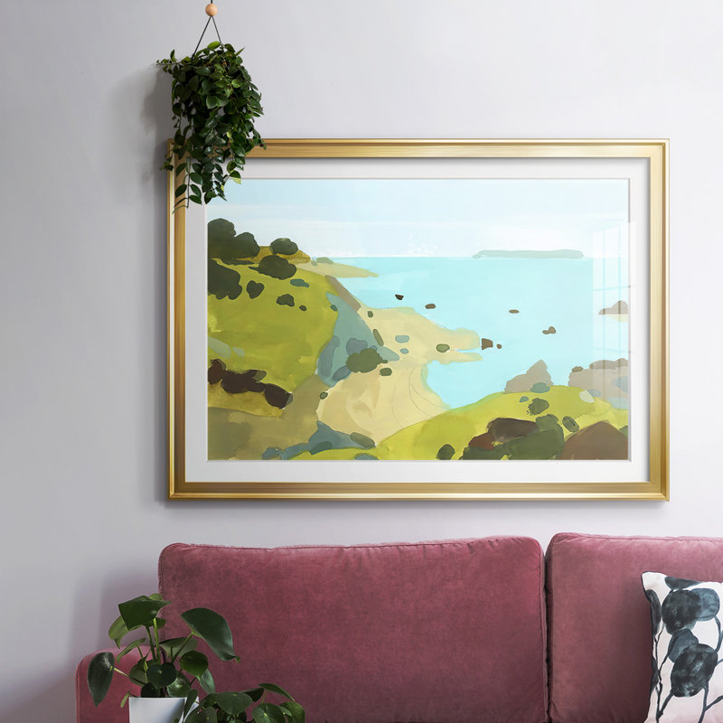 Coastal Inlet I, reproduction d'art encadrée, Or, H 19 po x l 27 po x P 1,5 po