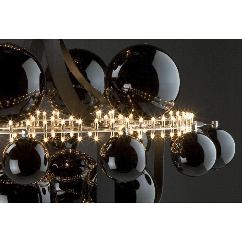 Lustre à niveaux en cristal clair avec détails en verre. Bleu royal, Or, H 20 po x l 24 po x P 24 po, Argent foncé