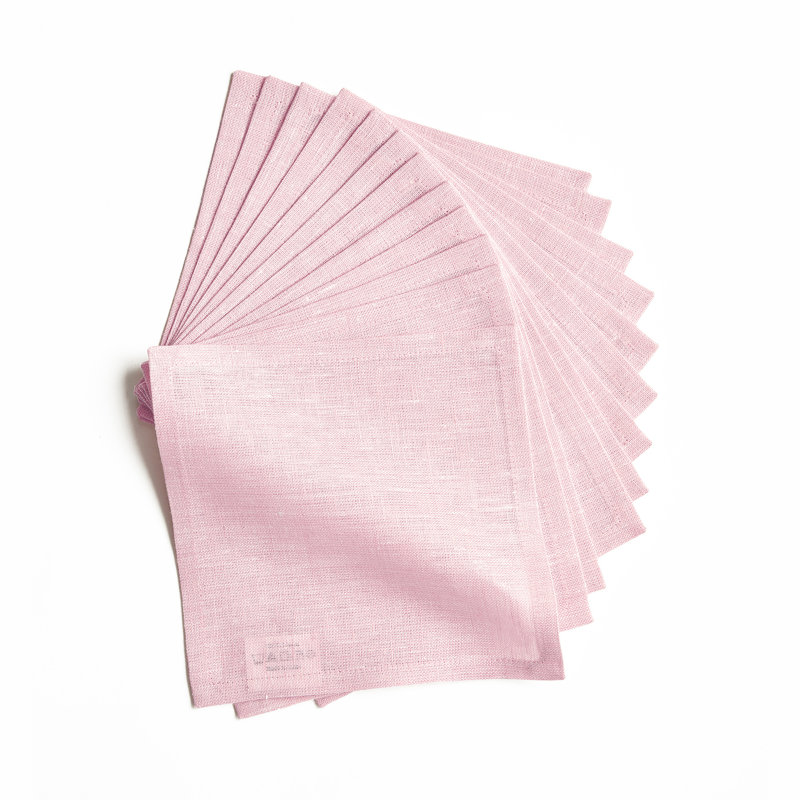 100% Pure Linen Cocktail Napkins - Athena, Bubblegum Pink