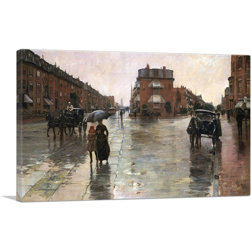 «Rainy Day Boston 1885» par Childe Hassam, peinture sur toile tendue, H 18 po x l 26 po x P 1,5 po