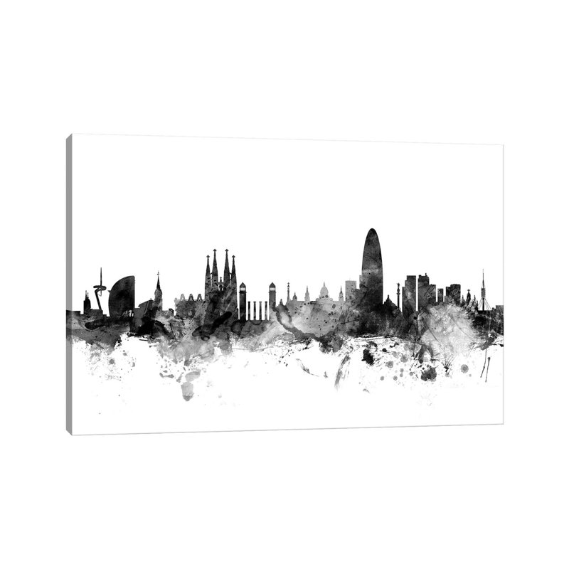 Barcelona, Spain In Black & White by Michael Tompsett - Wrapped Canvas Gallery-Wrapped Canvas Giclée, 20.32 cm H x 30.48 cm W