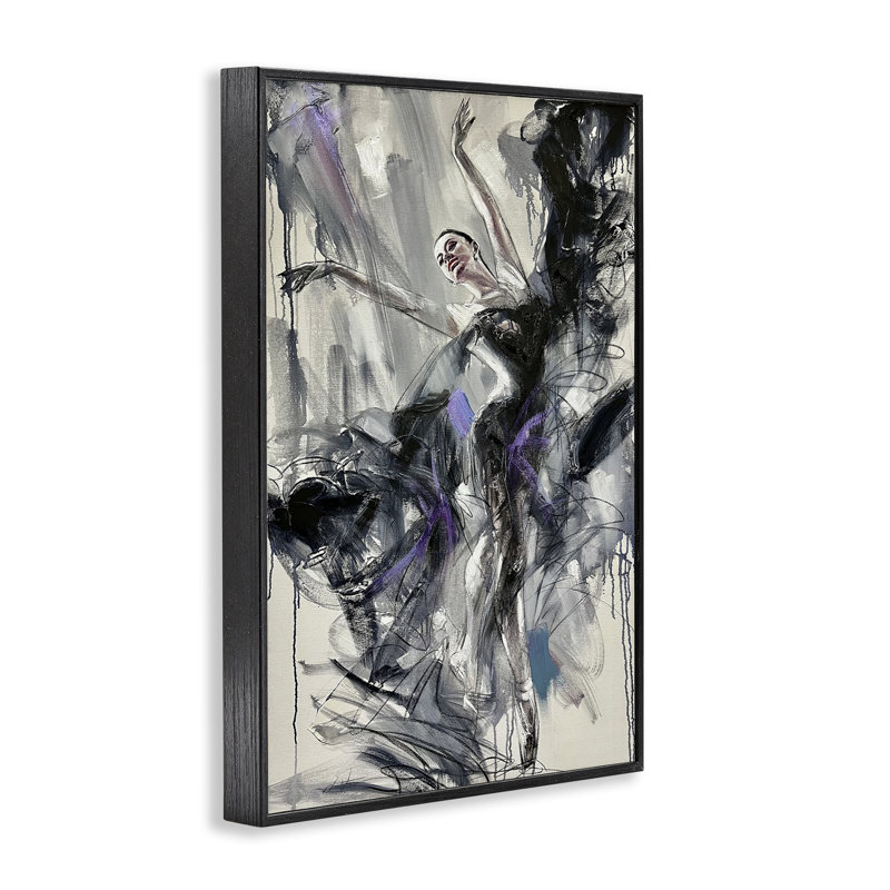 Giclée abstraite danseuse abstraite encadrée, design par Lucille Lee, H 18 po x l 12 po, Giclée encadrée noir minuit