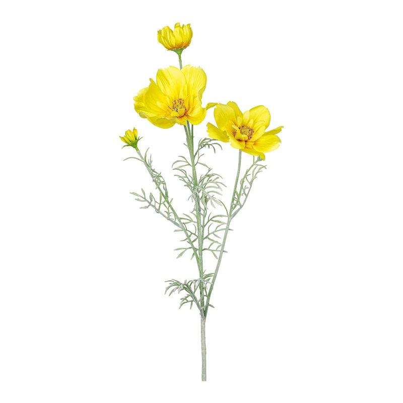 Bleuet décoratif en soie Audet (paquet de 1 branche), Jaune, 30,7 po x 9,8 po