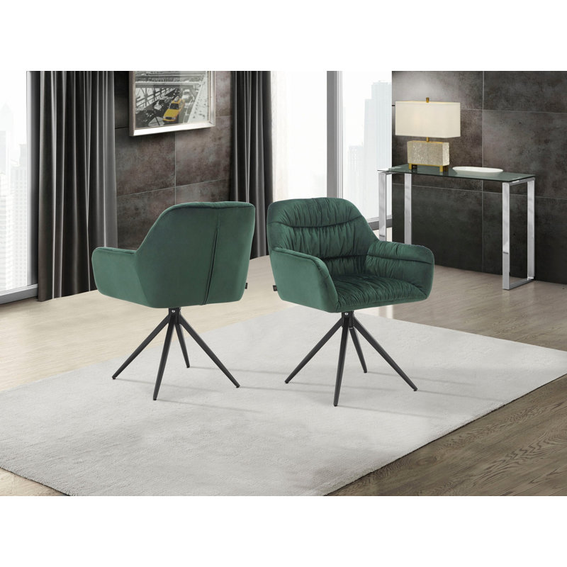 Carmel 47cm H Velvet Upholstered Metal Armchair, Dark Green