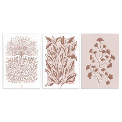 «Minimalist Flower Outline», ensemble de 3 plaques murales, design par Martina Pavlova