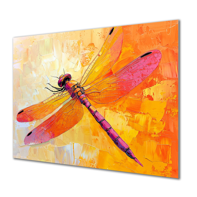 Libellule en soleil - décoration murale en métal, impression de libellule, H 16 po x l 32 po