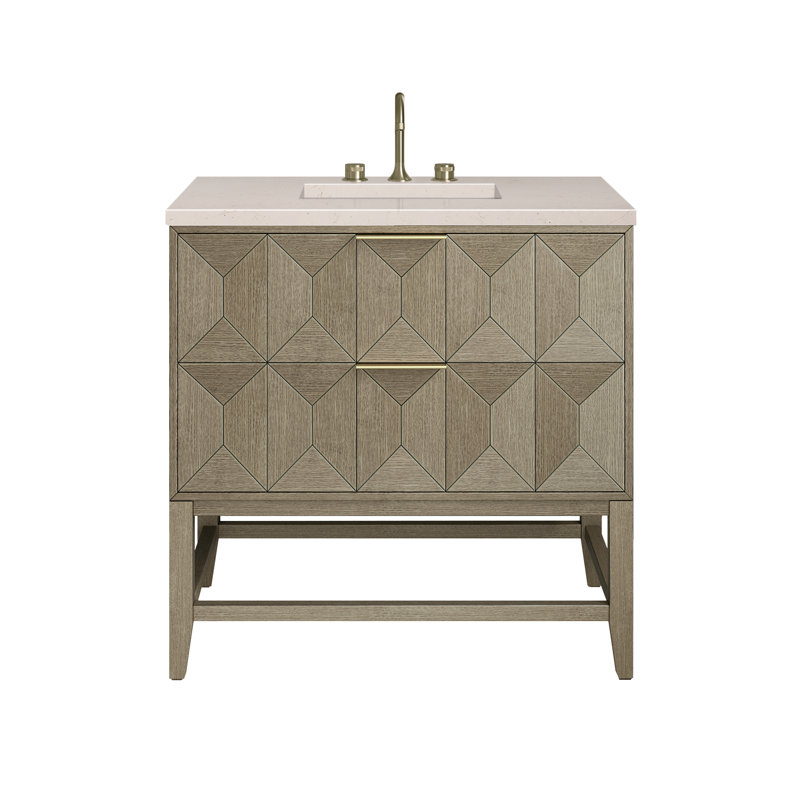 Emmeline 36'' W Single Vanity, Ethereal Noctis, 8" Widespread, Pebble Oak