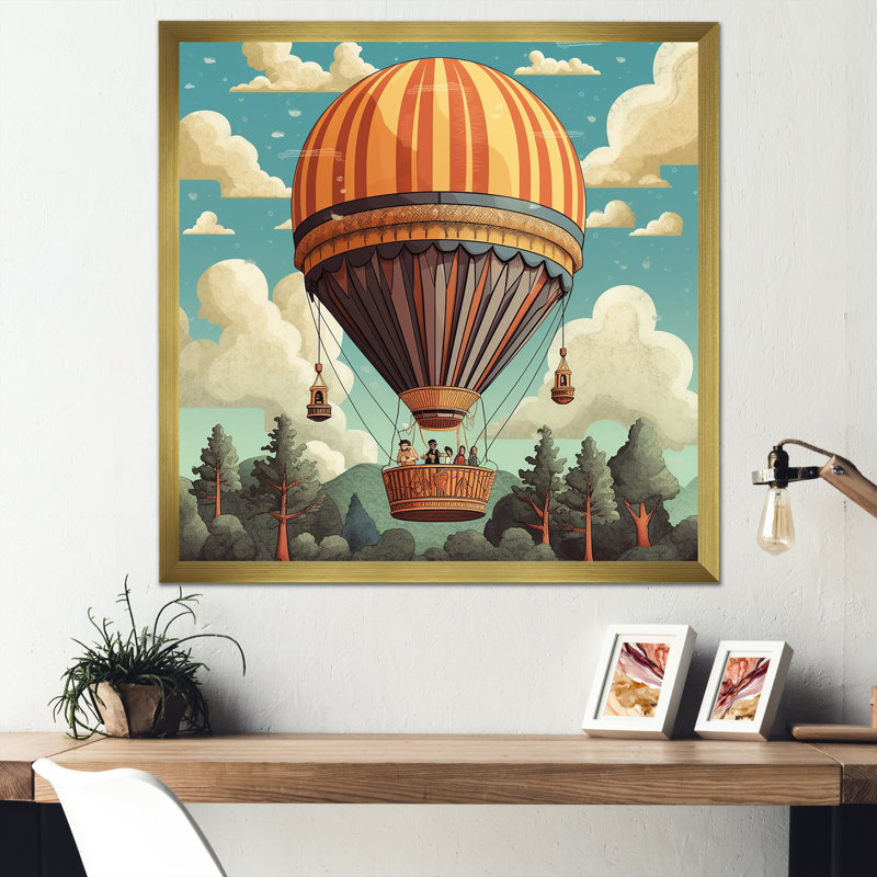 Montgolfière flottante Dreamscape - impression, Cadre doré simple, H 30 po x l 30 po x P 1 po