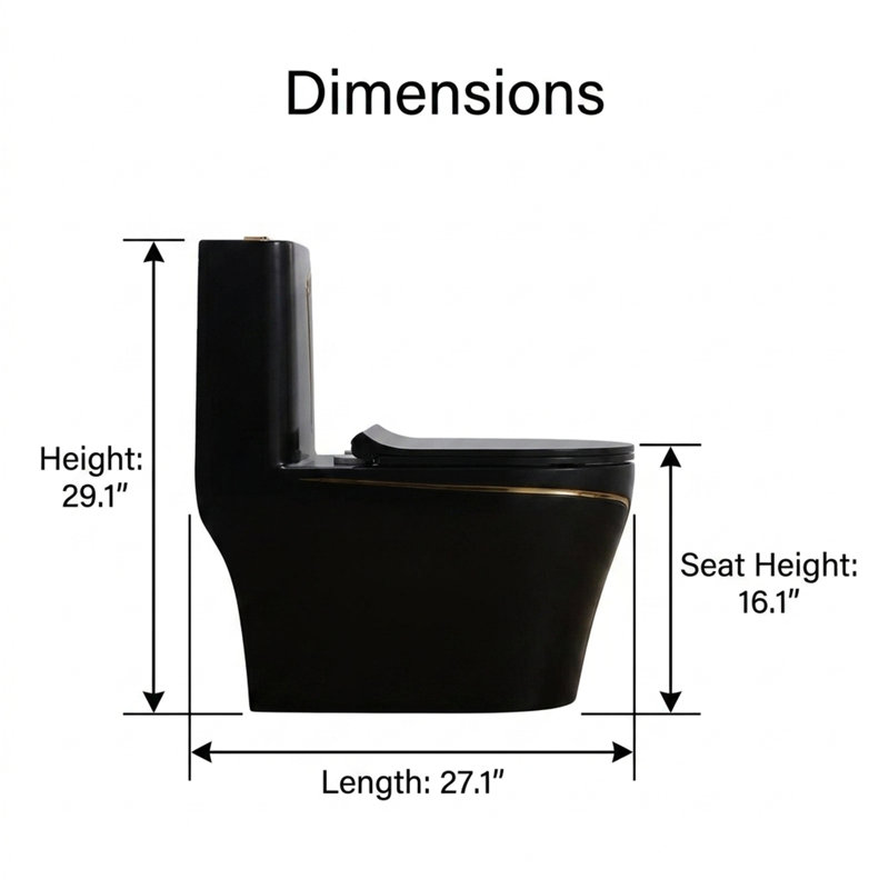 1.85 Gallons Per Minute GPF Elongated Height One-Piece Black Toilet (Seat Included)