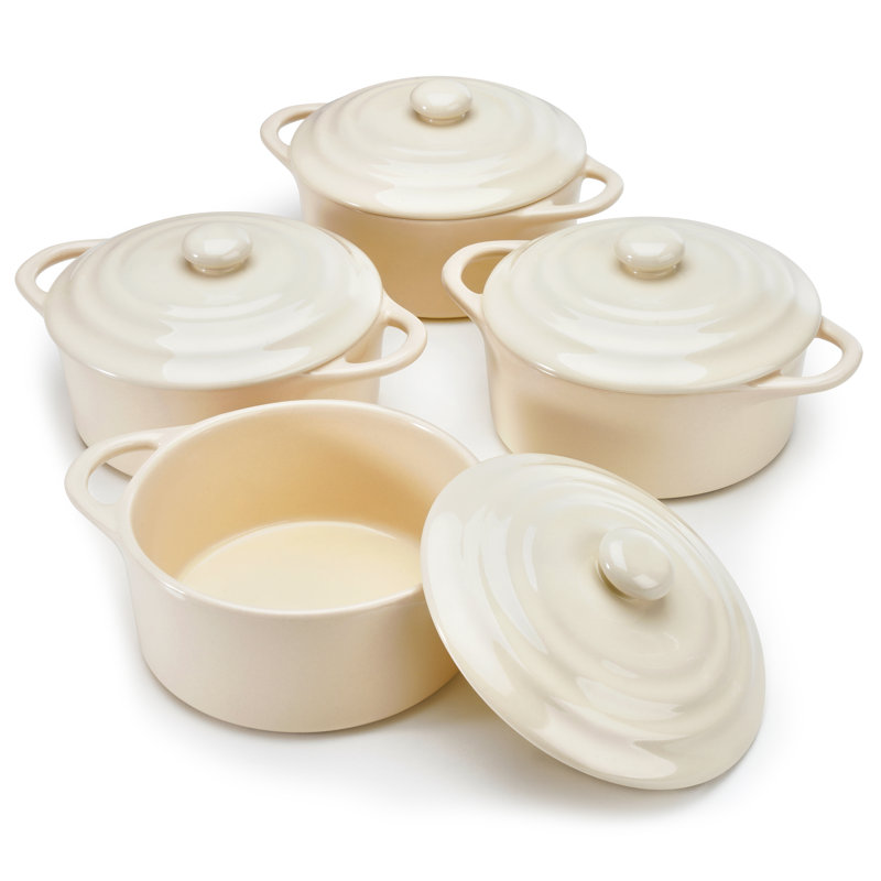 12 oz. Kook Mini cocottes en céramique avec couvercle, Ivoire ivoire
