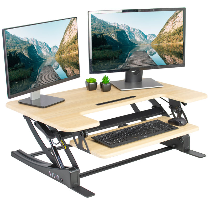 Standing Desk Converter DESK-V000V Series, Light Brown / Black